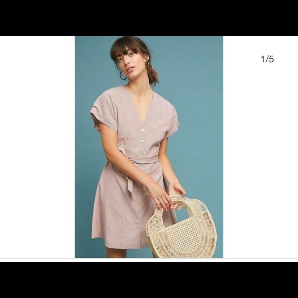 Far Los Angeles Dress in red seersucker